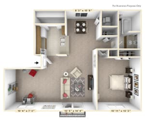 The Willow - 1 BR 1 BA with Den Floor Plan at Autumn Woods Apartments, Miamisburg