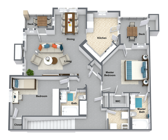 B2U Floor Plan at Artisan Apartments, Spokane