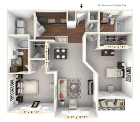 The Liberty - 2 BR 2 BA Floor Plan The Liberty - 2 BR 2 BA Floor Plan at Alexandria of Carmel Apartments, Carmel, IN