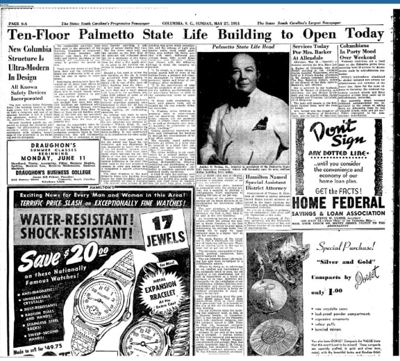 Article in an old newspaper at The Lady, South Carolina