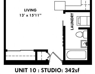 Floor Plan Studio One Bath 10