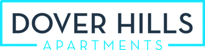 A sign that says "Dover Hills Apartments" in white text on a blue background.