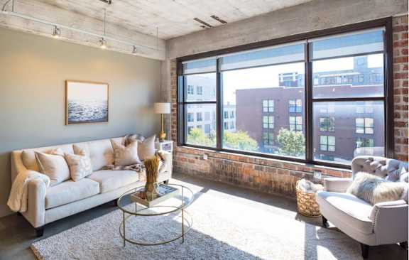 Living Room With Expansive Window at Clemens Building, Des Moines, IA, Iowa , 50309