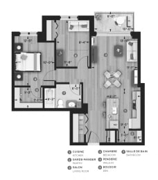 Floor Plan  2 bedroom 1 bathroom apartment floor plan at La Voile Pointe-Claire in Pointe Claire, QC