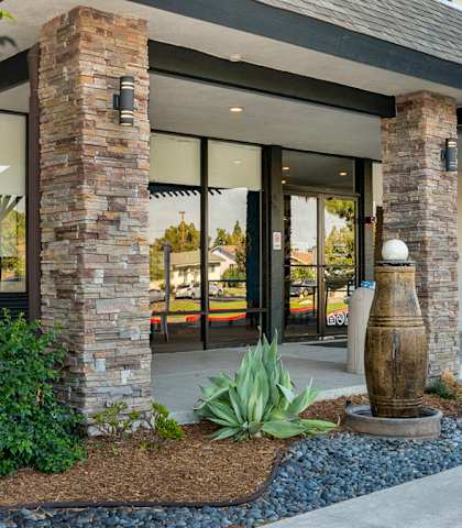 Entry to office at MIRACLE TERRACE Apartments, Anaheim, California