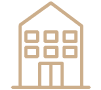 A brown house icon with a white background.