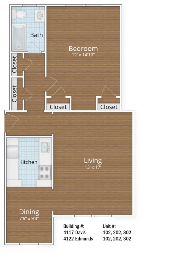770 SF One Bedroom 770 SF One Bedroom at Park Crest Apartments, Washington, District of Columbia