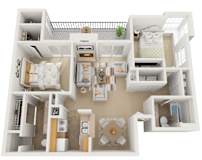 Livingston Floor Plan | 1,076 Sq. Ft. at The Amethyst, Austin, Texas