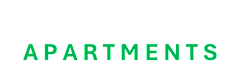 The image displays the words "STONE HOUSE APARTMENTS" in green text on a dark background.