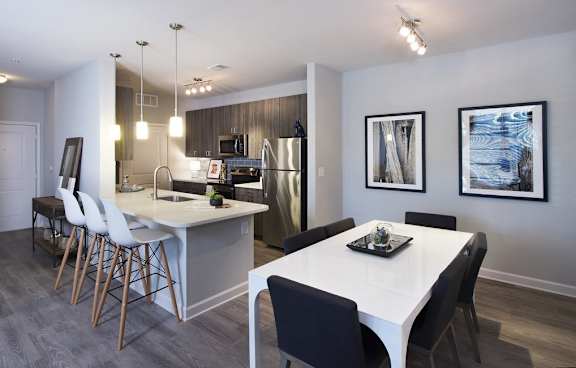 Dining room and kitchen
