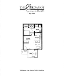  Floor Plan Studio 624 sq ft - Key West