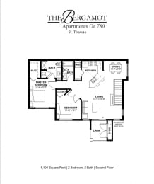  Floor Plan 2 Bedroom 2 Bath 1,194 sq ft second floor - St. Thomas