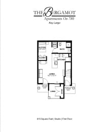  Floor Plan Studio 615 sq ft - Key Largo