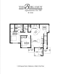  Floor Plan 2 Bedroom 2 Bath 1,125 sq ft first floor - St. Croix