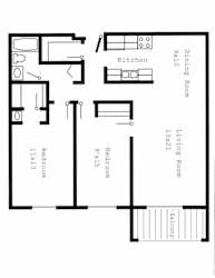 Woodland North Apartments two bedroom outline