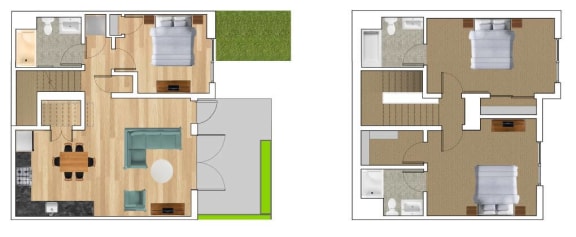 Townhouse 3x3 B Floor Plan at Block C, San Marcos, CA, 92078