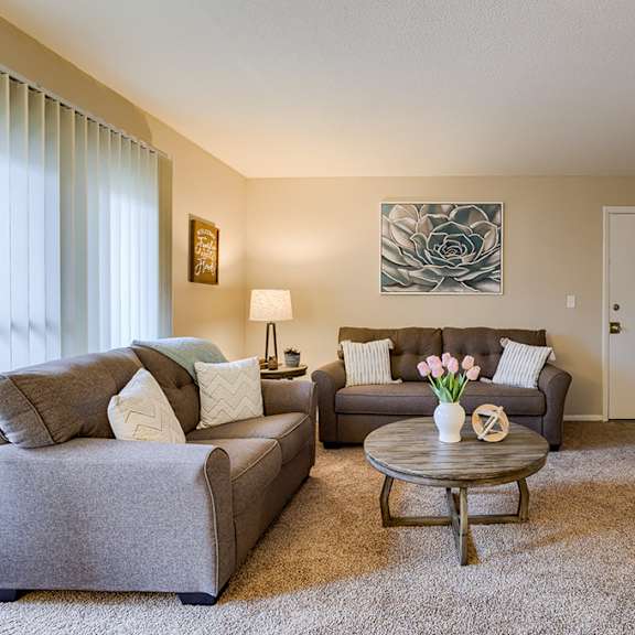 Spacious Living Area with Carpet