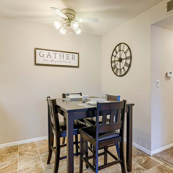 Separate Dining Area with Ceiling Fan
