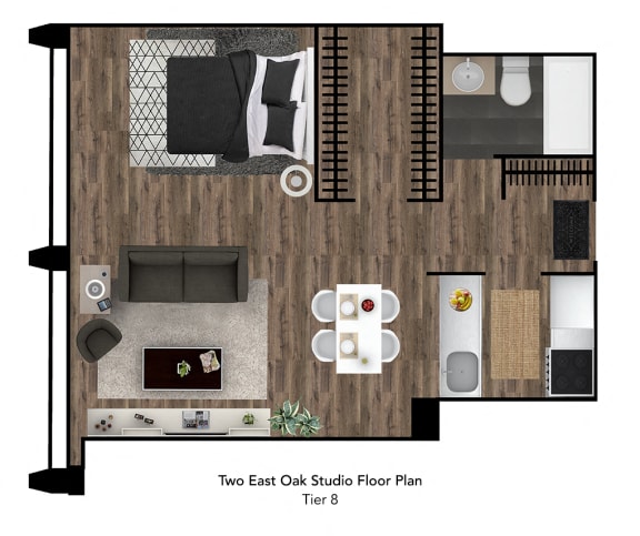 Two East Oak Floor Plan Unit 0908