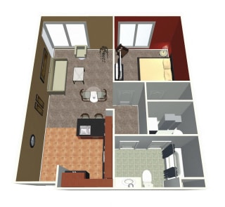 1 bed apartment-1 Bed B floor plan at Midtown Crossing Apartments in midtown Omaha NE 68131
