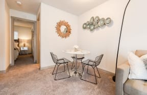 Kent Apartments - Driftwood Apartments - Dining Room, Living Room, and Bedroom