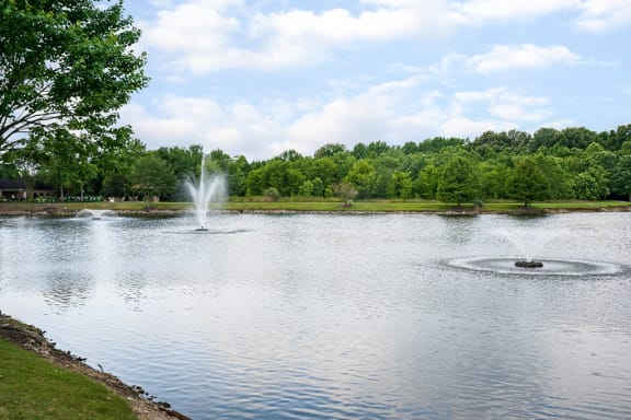 Stocked Lake with Fountains