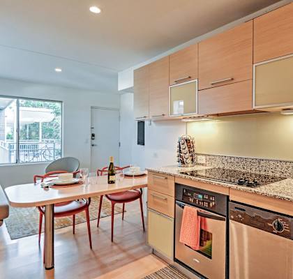 Kitchen and living room at The Regency Apartments in Tempe AZ