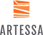 A graphic with orange stripes and the word ARTESSA below it.