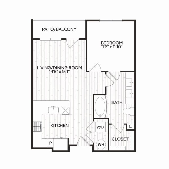 Aura Apache New Apartments in Tempe, Arizona 1 Bedroom Floor Plan
