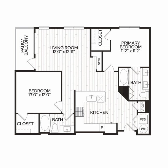 Aura Apache New Apartments in Tempe, Arizona 2 Bedroom Floor Plan