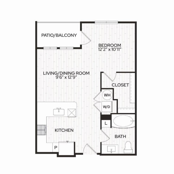 Aura Apache New Apartments in Tempe, Arizona Studio Floor Plan