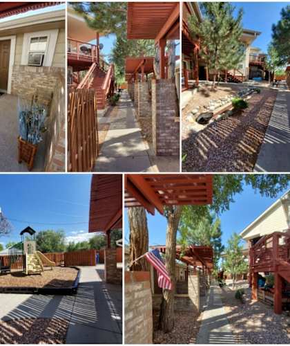 A collage of images showing various outdoor scenes of a residential area.