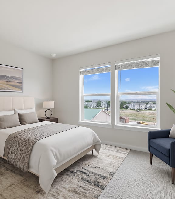 Beautiful Bright Bedroom With Wide Windows at The Townhomes at Pine Drive, Parker, Colorado