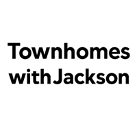 A black and white image with the words "Townhomes by Jackson" written in black.