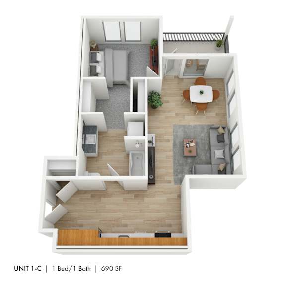 Floor Plan  The 72nd Apartments | One Bedroom C