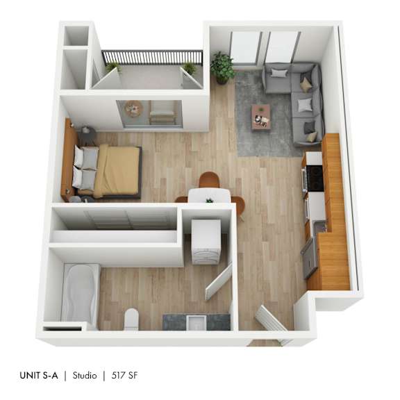 Floor Plan  The 72nd Apartments | Studio A