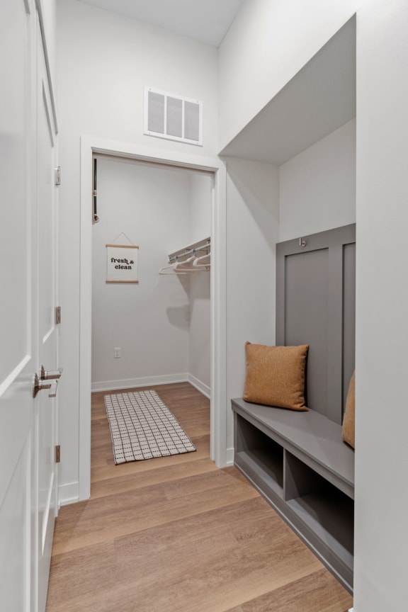 a walk in closet in a 555 waverly unit