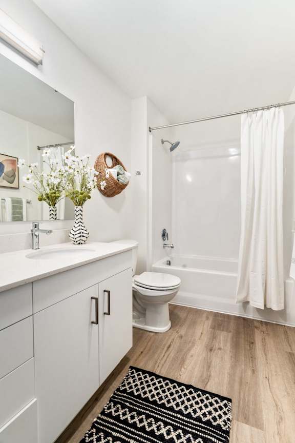 Bathroom with Mirror at Solera Apartments, Renton, Washington