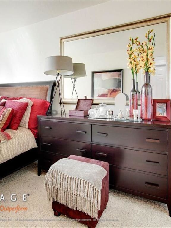 Long bed in master bedroom, Peninsula Pines Apartments