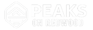 The image features a logo with the text "PEAKS ON REDWOOD".