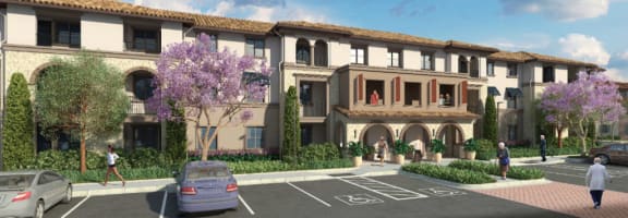 Vintage at Sycamore rendering showing exterior of clubhouse