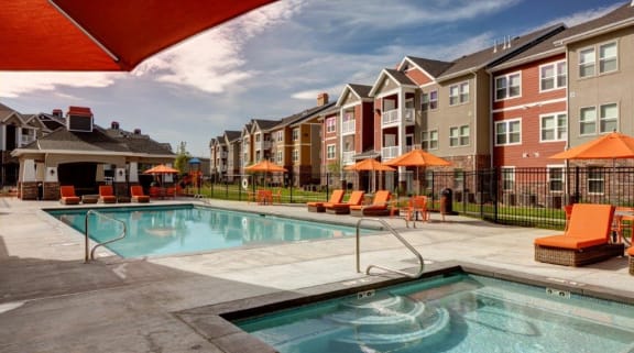 Sparkling Pool and Sauna at The Alloy at Geneva in UT, 84058