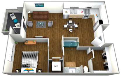 The Roy 1 Bedroom Apartment Type B Floor Plan