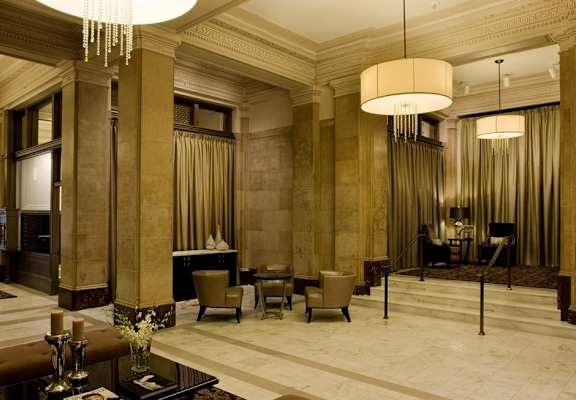 Side of lobby at The Woodward Building Apartments, Washington, DC 20005