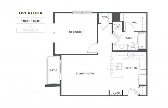 1 bedroom 1 bath Overlook FloorPlan 722Square-Feet 1 bedroom 1 bath Overlook FloorPlan at Montane, Colorado