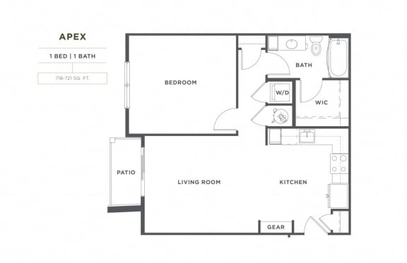 Floor Plan  1 bedroom  1 bath Apex FloorPlan at Montane, Parker, CO