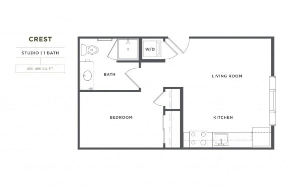 Studio 1 bath Crest FloorPlan 452 Square-Feet Studio 1 bath Crest FloorPlan at Montane, Parker