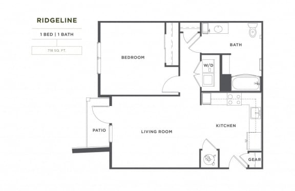 1 bedroom 1 bath Ridgeline FloorPlan 718 Square-Feet 1 bedroom 1 bath Ridgeline FloorPlan at Montane, Parker, CO, 80134