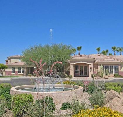 Breathtaking Exterior view of property with fountain at The Groves, Mesa, AZ, 85212
