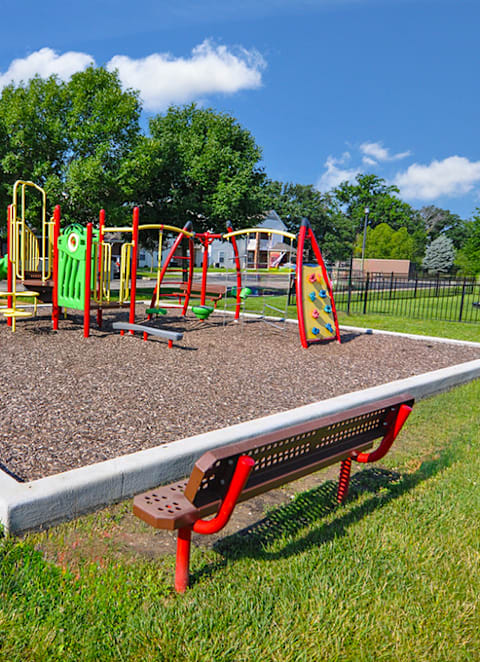 Playground featuring slides and climbing structures at Copper Gate, Lafayette, IN, 47909